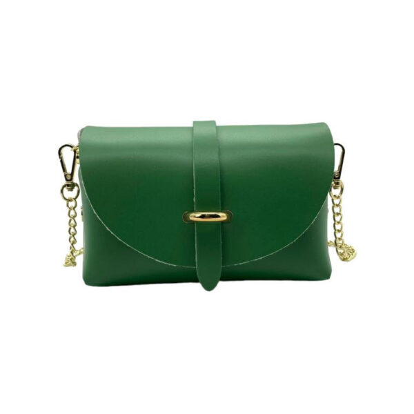 Bolsito Compacto de Piel con Solapa y Asa de Cadena para Mujer