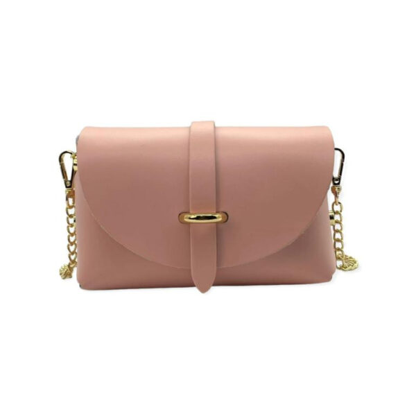 Bolsito Compacto de Piel con Solapa y Asa de Cadena para Mujer