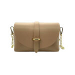 Bolsito Compacto de Piel con Solapa y Asa de Cadena para Mujer