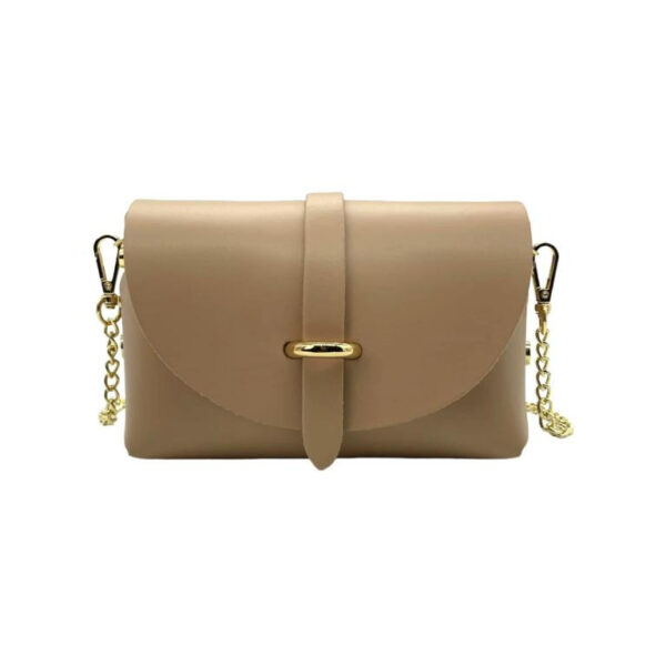 Bolsito Compacto de Piel con Solapa y Asa de Cadena para Mujer