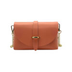 Bolsito Compacto de Piel con Solapa y Asa de Cadena para Mujer
