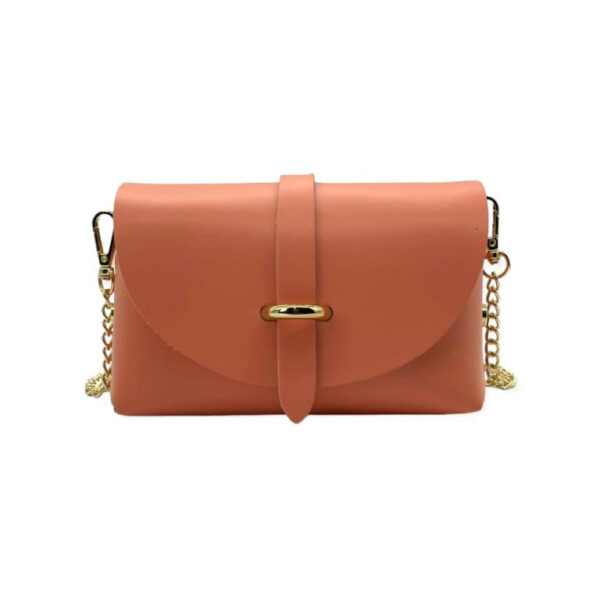 Bolsito Compacto de Piel con Solapa y Asa de Cadena para Mujer