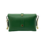 Bolsito Compacto de Piel con Solapa y Asa de Cadena para Mujer