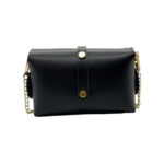 Bolsito Compacto de Piel con Solapa y Asa de Cadena para Mujer