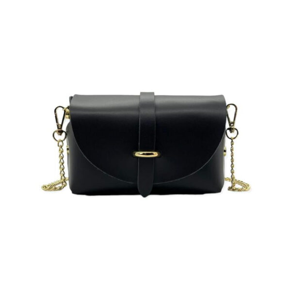 Bolsito Compacto de Piel con Solapa y Asa de Cadena para Mujer