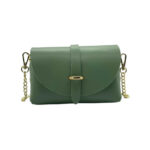 Bolsito Compacto de Piel con Solapa y Asa de Cadena para Mujer