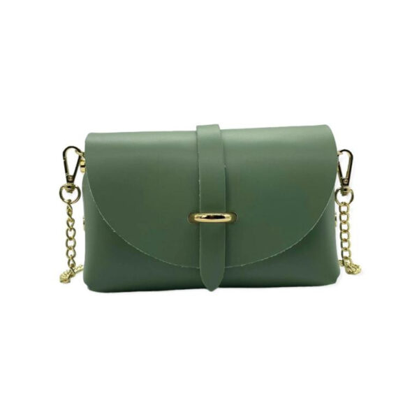 Bolsito Compacto de Piel con Solapa y Asa de Cadena para Mujer