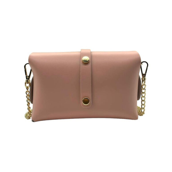 Bolsito Compacto de Piel con Solapa y Asa de Cadena para Mujer