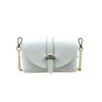 Bolsito Compacto de Piel con Solapa y Asa de Cadena para Mujer