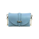 Bolsito Compacto de Piel con Solapa y Asa de Cadena para Mujer