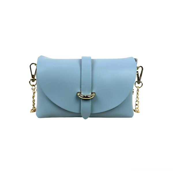 Bolsito Compacto de Piel con Solapa y Asa de Cadena para Mujer