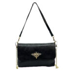 Bolsito Compacto de Piel con Diseño de Abeja y Efecto Brillante para Mujer