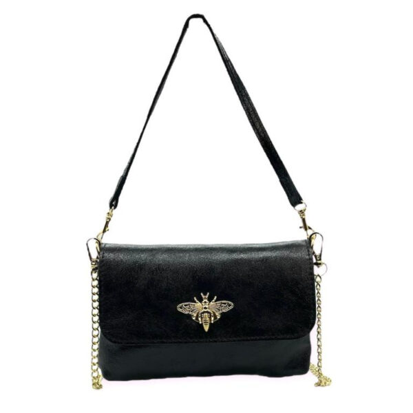 Bolsito Compacto de Piel con Diseño de Abeja y Efecto Brillante para Mujer