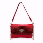 Bolsito Compacto de Piel con Diseño de Abeja y Efecto Brillante para Mujer