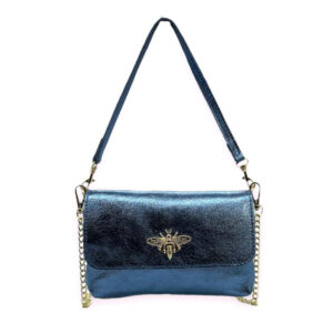 Bolsito Compacto de Piel con Diseño de Abeja y Efecto Brillante para Mujer