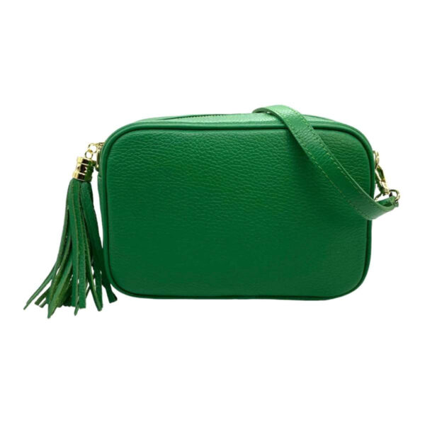 Bolso Bandolera Piel Grano Italiana para Mujer con Flecos Decorativos