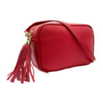 Bolso Bandolera Piel Grano Italiana para Mujer con Flecos Decorativos