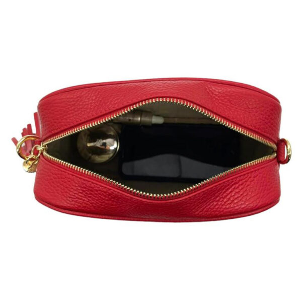 Bolso Bandolera Piel Grano Italiana para Mujer con Flecos Decorativos