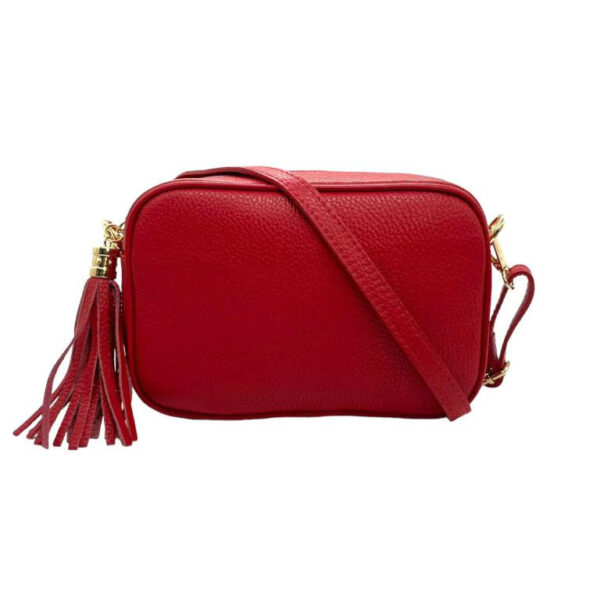 Bolso Bandolera Piel Grano Italiana para Mujer con Flecos Decorativos