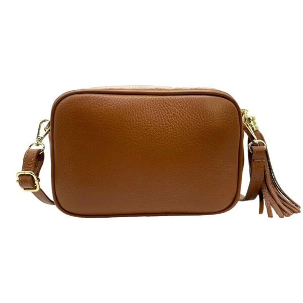 Bolso Bandolera Piel Grano Italiana para Mujer con Flecos Decorativos