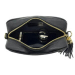 Bolso Bandolera Piel Grano Italiana para Mujer con Flecos Decorativos