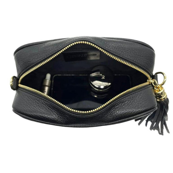 Bolso Bandolera Piel Grano Italiana para Mujer con Flecos Decorativos