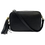 Bolso Bandolera Piel Grano Italiana para Mujer con Flecos Decorativos