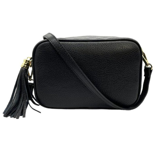 Bolso Bandolera Piel Grano Italiana para Mujer con Flecos Decorativos
