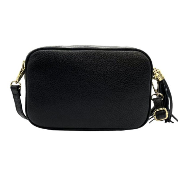 Bolso Bandolera Piel Grano Italiana para Mujer con Flecos Decorativos