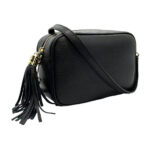 Bolso Bandolera Piel Grano Italiana para Mujer con Flecos Decorativos