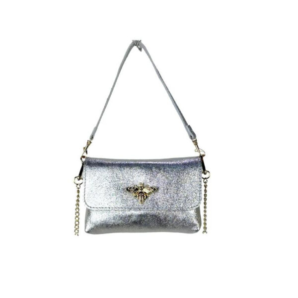 Bolsito Compacto de Piel con Diseño de Abeja y Efecto Brillante para Mujer