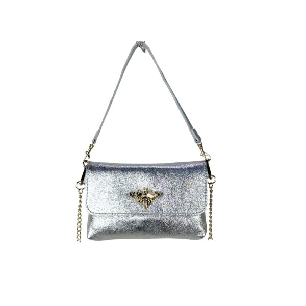 Bolsito Compacto de Piel con Diseño de Abeja y Efecto Brillante para Mujer