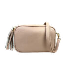 Bolso Bandolera Piel Grano Italiana para Mujer con Flecos Decorativos