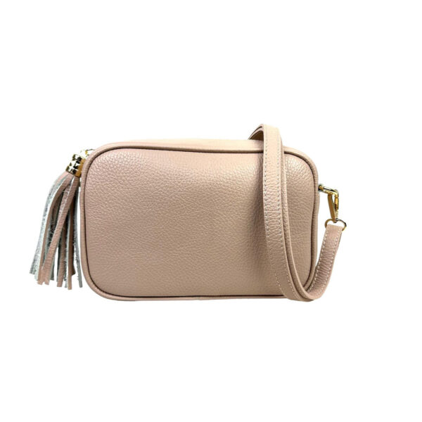 Bolso Bandolera Piel Grano Italiana para Mujer con Flecos Decorativos