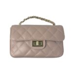 Bolso de Piel auténtico Acolchado para Mujer con Solapa-Nude- Mayorista España