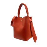 Bolso de Piel para Mujer con Lazo, Forma de Cubo y Bolsito interior