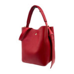 Bolso de Piel para Mujer con Lazo, Forma de Cubo y Bolsito interior