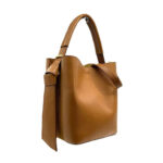 Bolso de Piel para Mujer con Lazo, Forma de Cubo y Bolsito interior