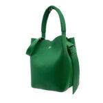 Bolso de Piel para Mujer con Lazo, Forma de Cubo y Bolsito interior