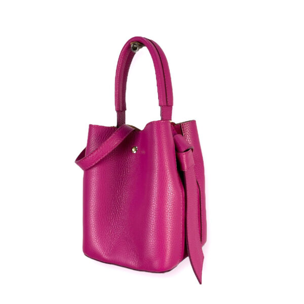 Bolso de Piel para Mujer con Lazo, Forma de Cubo y Bolsito interior