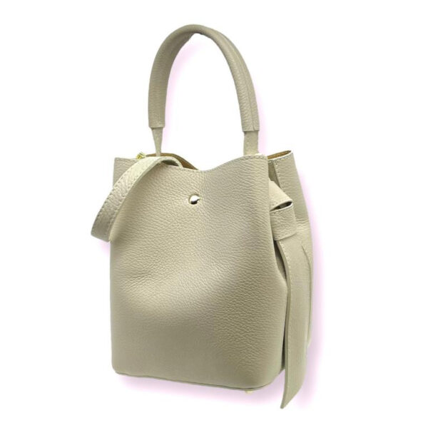 Bolso de Piel para Mujer con Lazo, Forma de Cubo y Bolsito interior