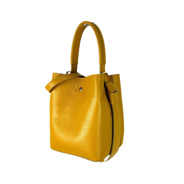 Bolso de Piel para Mujer con Lazo, Forma de Cubo y Bolsito interior