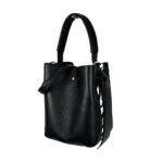 Bolso de Piel para Mujer con Lazo, Forma de Cubo y Bolsito interior