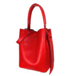 Bolso de Piel para Mujer con Lazo, Forma de Cubo y Bolsito interior