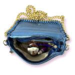 Bolso Bandolera de Piel con Asa Larga Dorada Tipo Cadena para Mujer