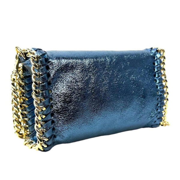 Bolso Bandolera de Piel con Asa Larga Dorada Tipo Cadena para Mujer