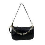 Bolso de Piel Metalizado con Asa de Cadena y Efecto Brillante para Mujer