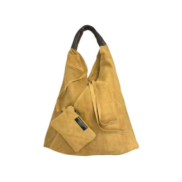 Amplio Bolso de Hombro de Piel de Serraje para Mujer con Monedero Extra