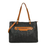 Amplio Bolso Shopper Sintético con Bolsillo Frontal y Asas Largas