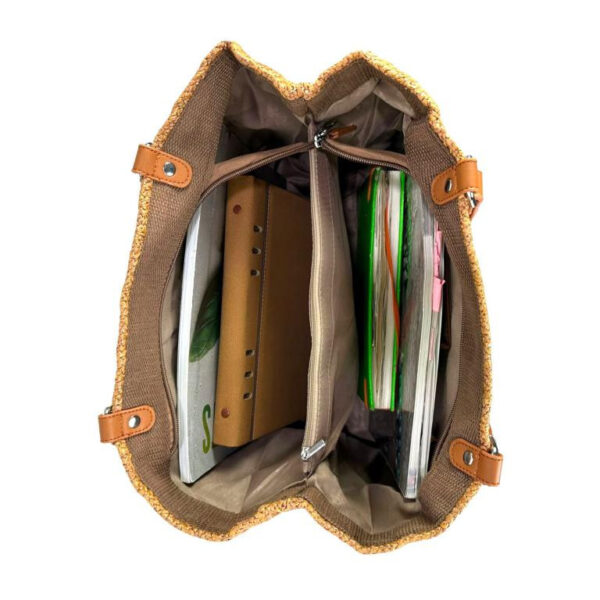 Amplio Bolso Shopper Sintético con Bolsillo Frontal y Asas Largas